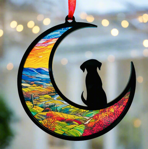 Dog Long Ears Moon Suncatcher